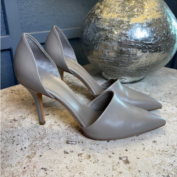 Vince Women's Claire D'Orsay Pointy Toe Leather Grey Gray Pumps Size 8 1/2 M - Picture 3 of 6